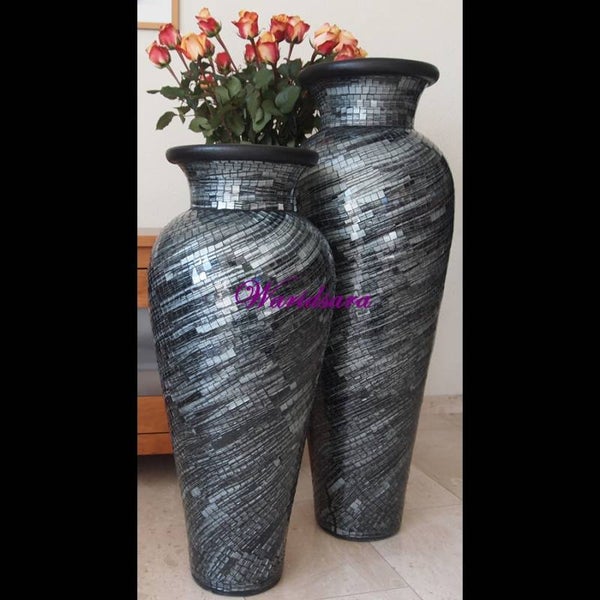 Mozaïek Vaas - [Type 4] Zilvergrijs