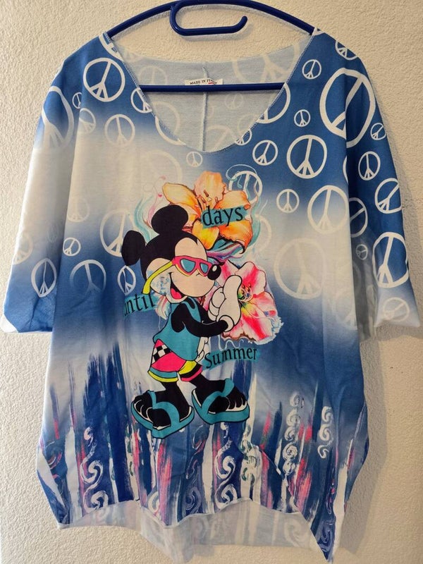 Prodotto Damen Sommer Tunika / Oberteil mit Mickey Mouse und Peace-Zeichen, Grösse XL