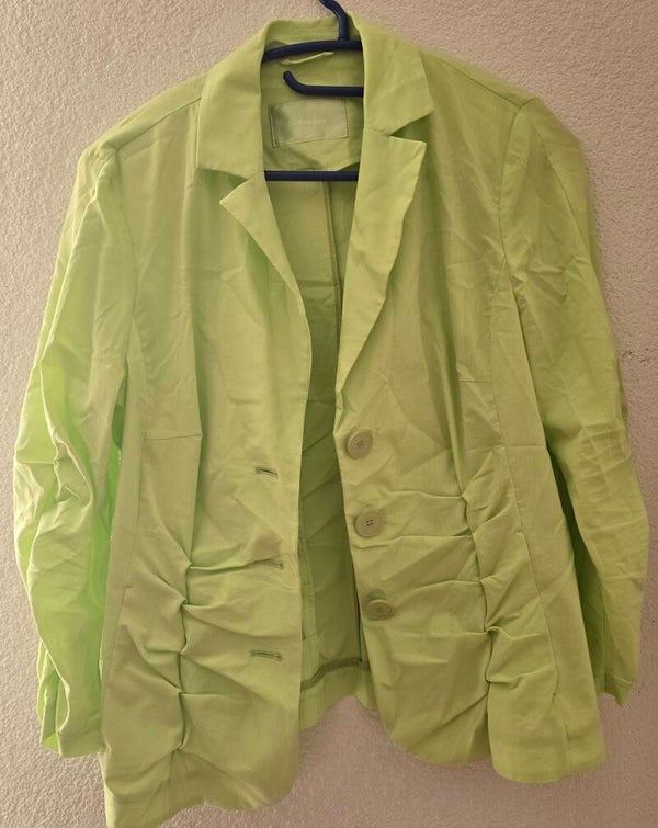 Eleganter Damen Blazer Hellgrün mit Raffungen, Grösse 40, Steilmann