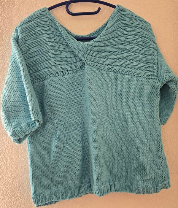 Handgestrickter Damen Pullover/ Strickpullover Hellblau Grösse L