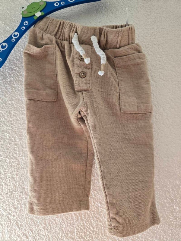 C&A Baby/Kinder Hose - Grösse 74 - Khaki/Beige mit Taschen & Kordelzug
