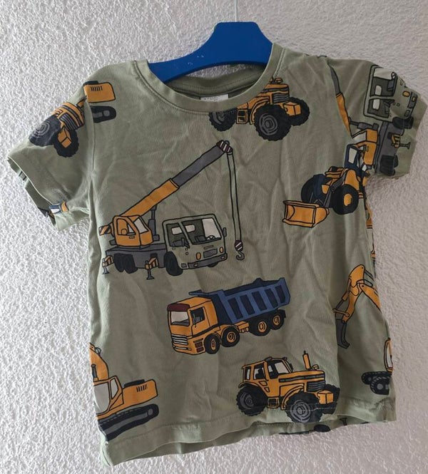 Lindex T-Shirt - Grösse 92 - Baustellenfahrzeuge / Bagger / Lastwagen