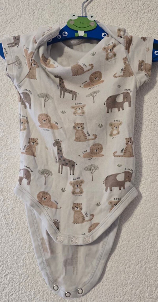 Süsser C&A Kurzarm-Body Safari-Tiere Print Grösse 86
