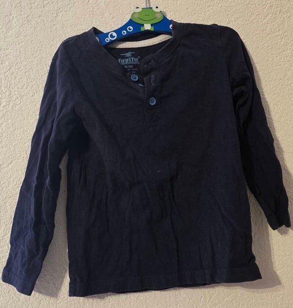 Lupilu Langarmshirt Grösse 98/104 - Dunkelblau Henley-Style