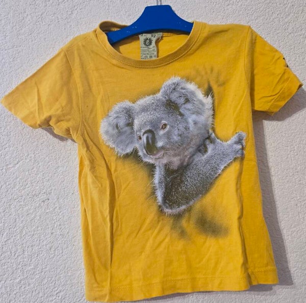 Kinder T-Shirt Gr.92 - Gelb mit realistischer Koala-Print