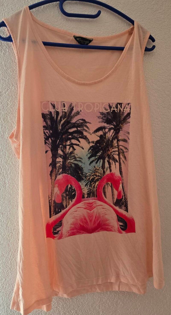 Originals Tanktop mit tropischem "Club Tropicana" Design - Rosé, Grösse 48