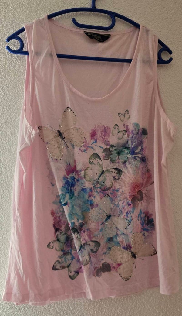 Damen Top Originals Grösse 46 - Schmetterlingsmuster mit Strass/pailletten