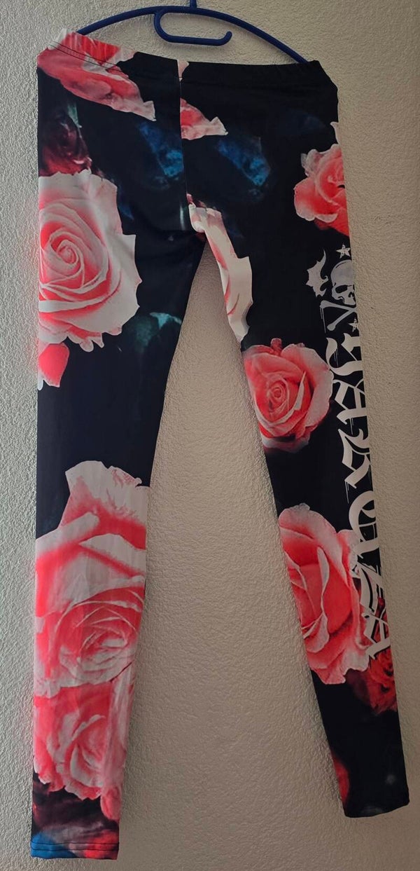 Damen Leggings Yaruza Grösse M - Romantisches Rosen-Design