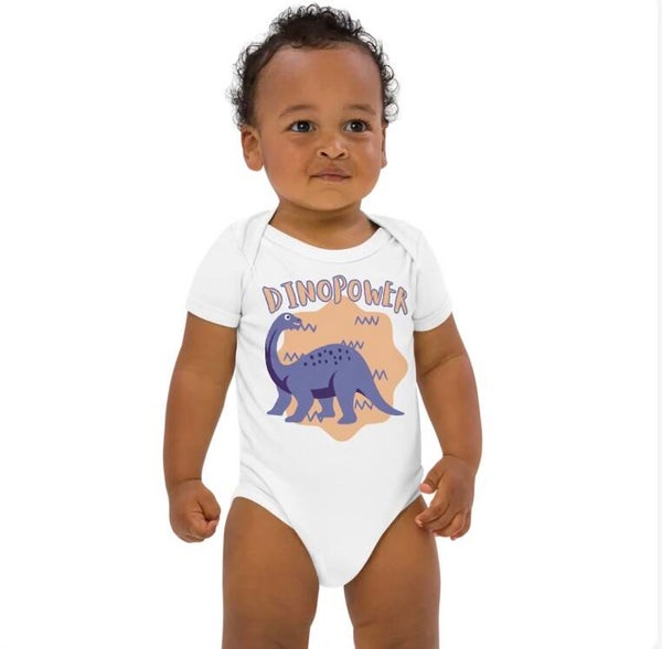 Babystrampler aus Bio-Baumwolle BRACHIOSAURUS DINOPOWER