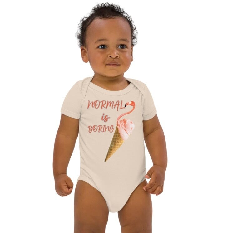 Babystrampler aus Bio-Baumwolle NORMAL IS BORING