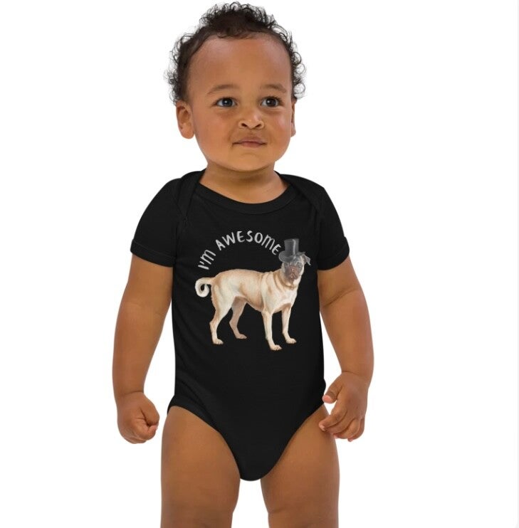 Babystrampler aus Bio-Baumwolle I‘M AWESOME