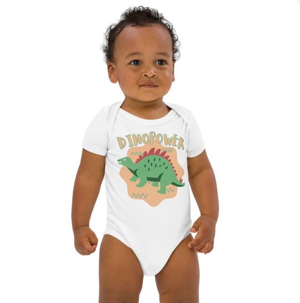 Babystrampler aus Bio-Baumwolle STEGOSAURUS DINOPOWER