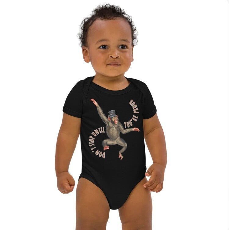 Babystrampler aus Bio-Baumwolle DON‘T STOP UNTIL YOU‘RE PROUD
