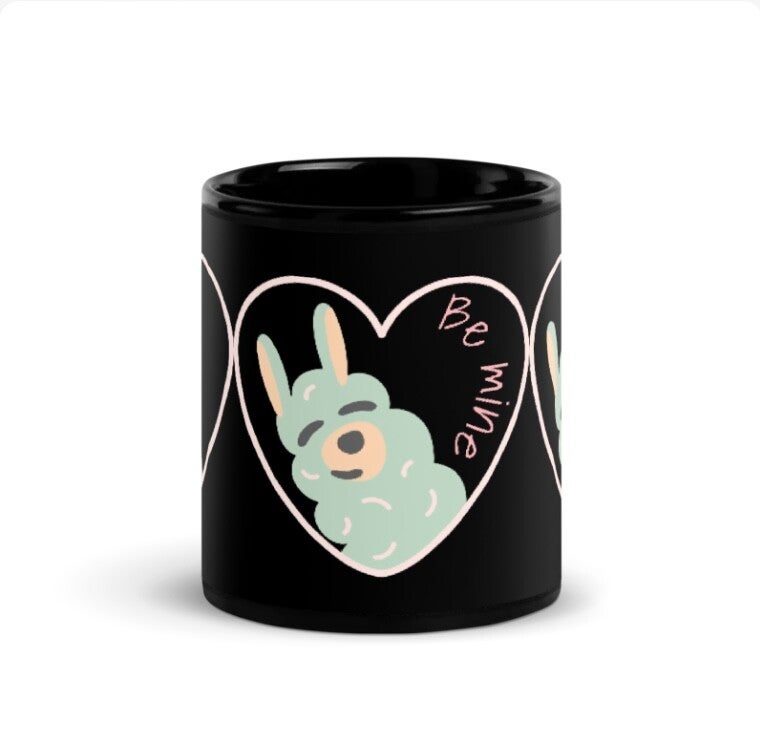 glänzende Tasse Herz Blau/Rosa