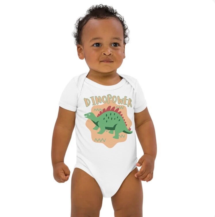 Babystrampler aus Bio-Baumwolle STEGOSAURUS DINOPOWER