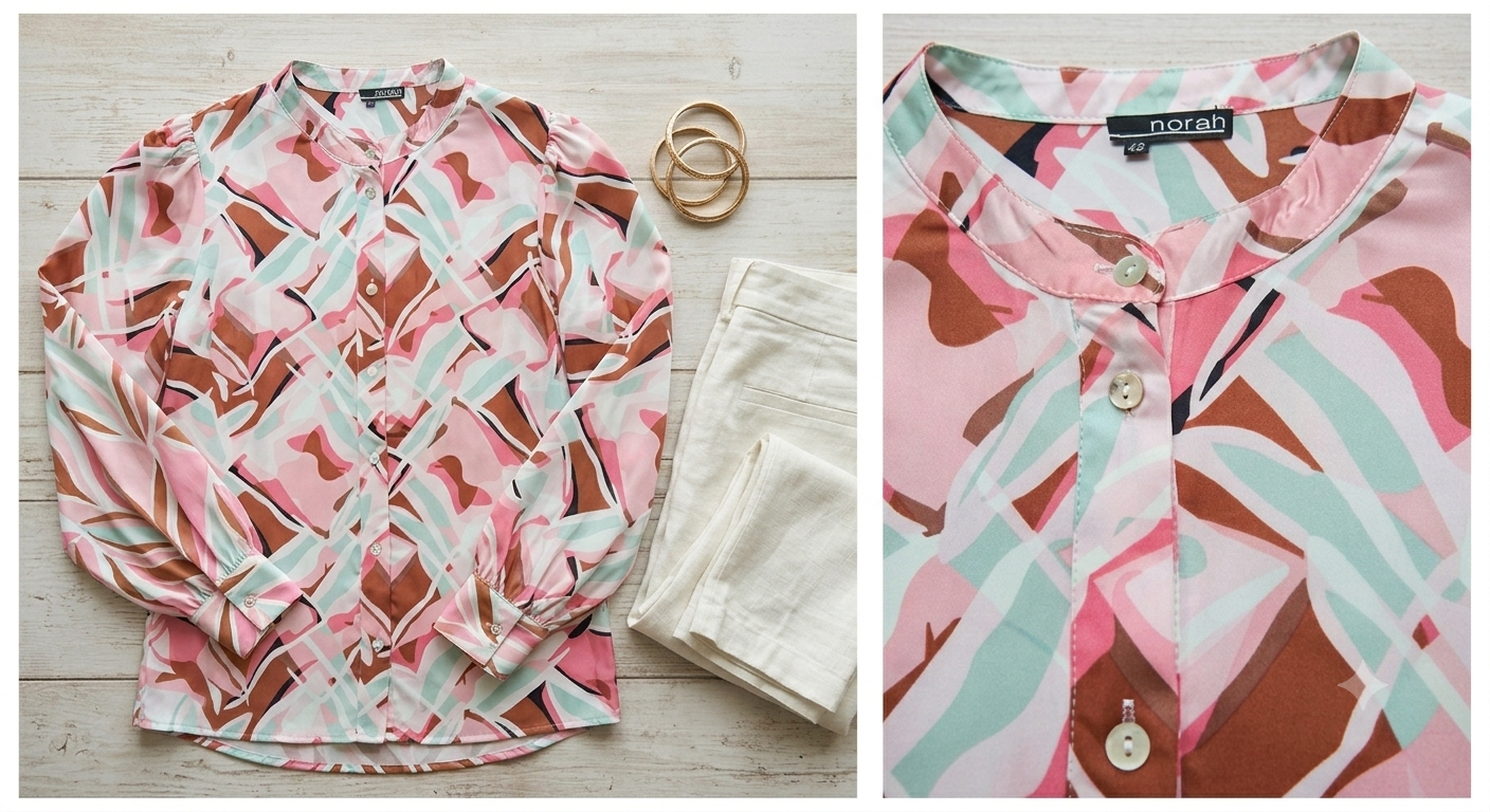 🌸 Kleurrijke Abstracte Blouse van Norah – Maat 42