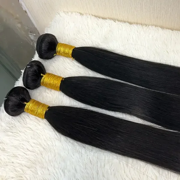 3 mèches de cheveux humains lisses,