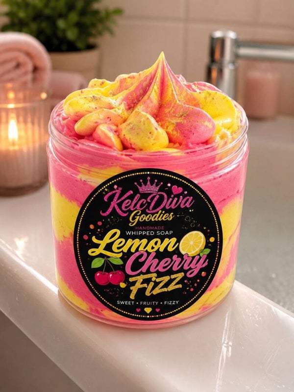 Lemon and cherry fizzy soap