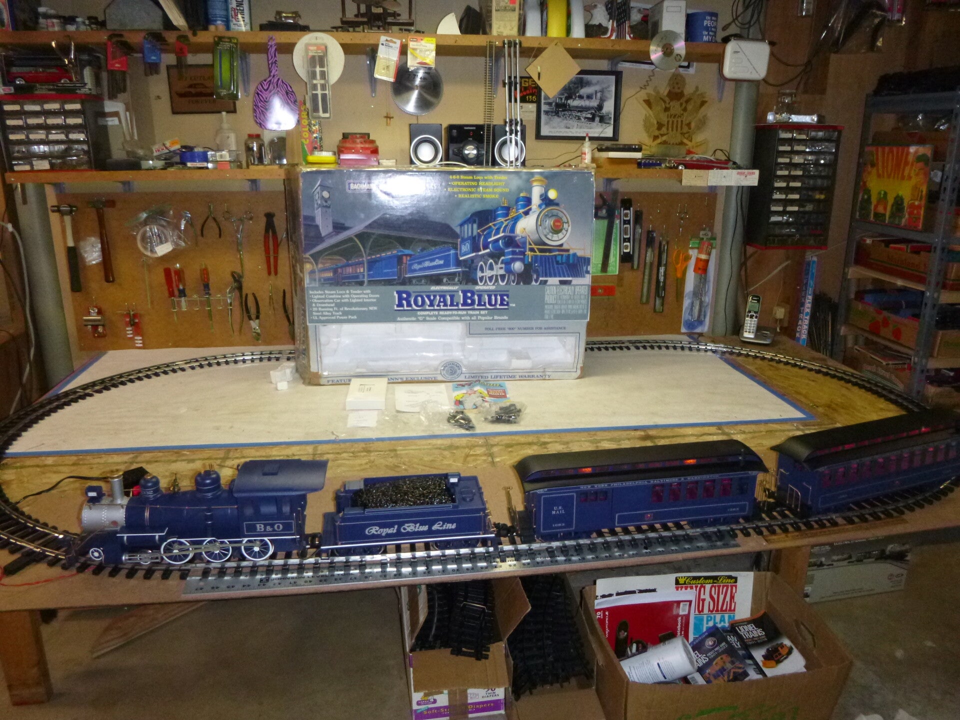 Bachmann Big Haulers Royal Blue G scale train set w/sound, smoke #90016