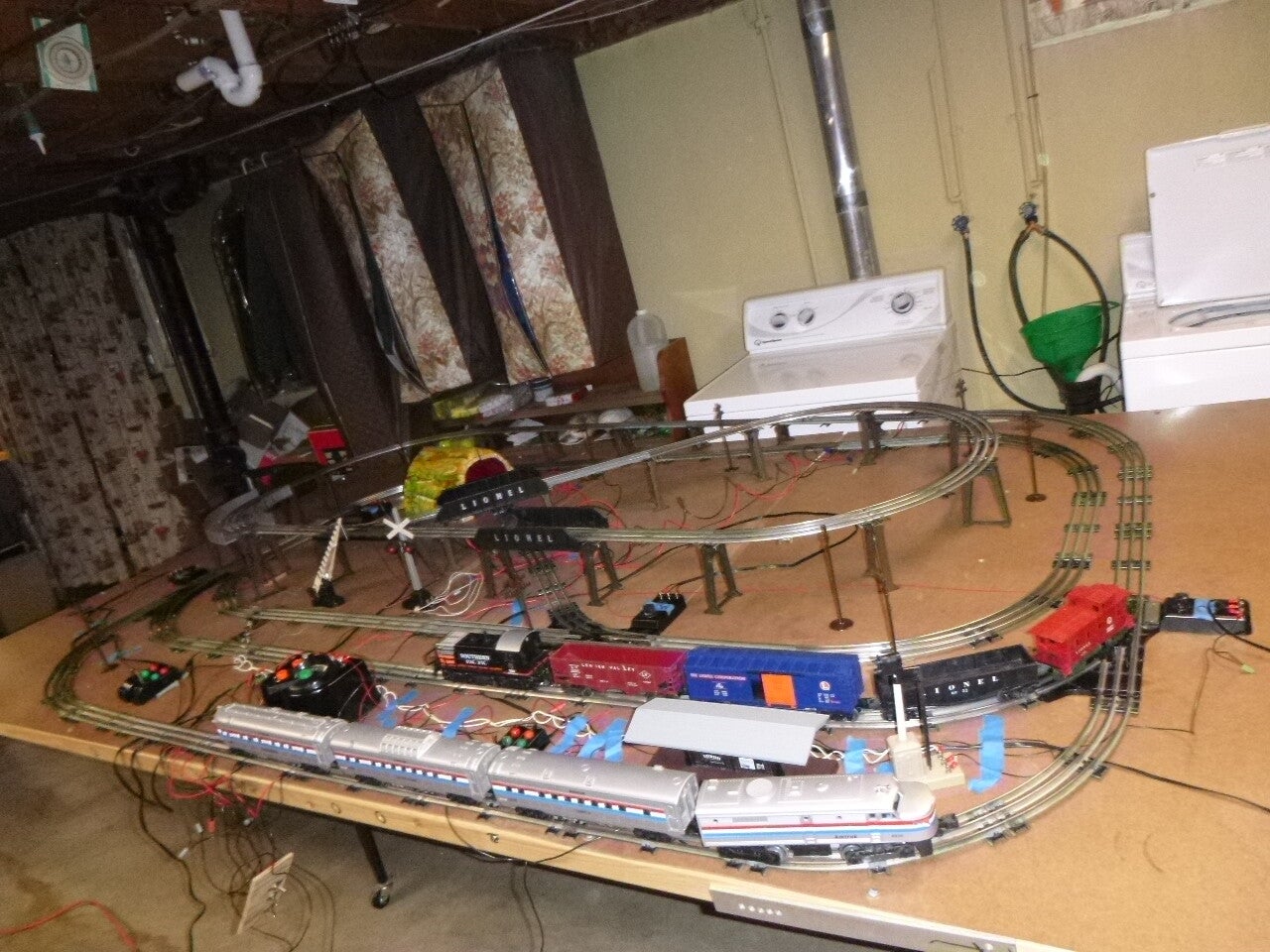 Reconditioned Lionel O gauge 2 train relay controlled 5x8 train set layout