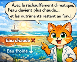 le phytoplancton a moins de nutriment à cause du réchauffement de la mer