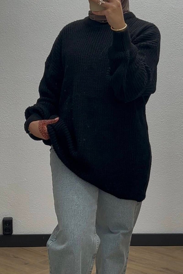 Casual Oversized Zwarte Trui