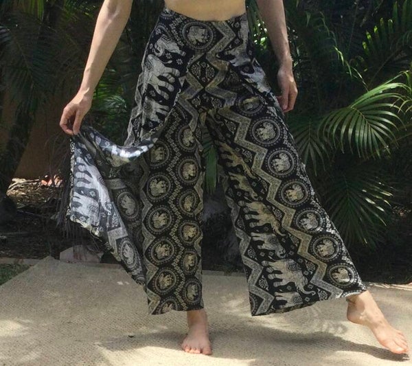 Elephant Print Boho Wrap pants