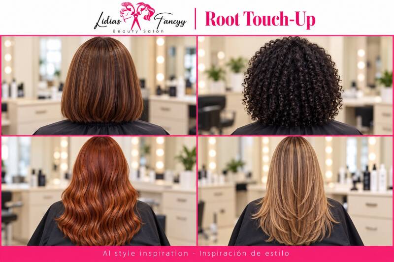 Root Touch-Up $95+ | Refresh regrowth and maintain your color. Retoque del crecimiento para mantener tu color.