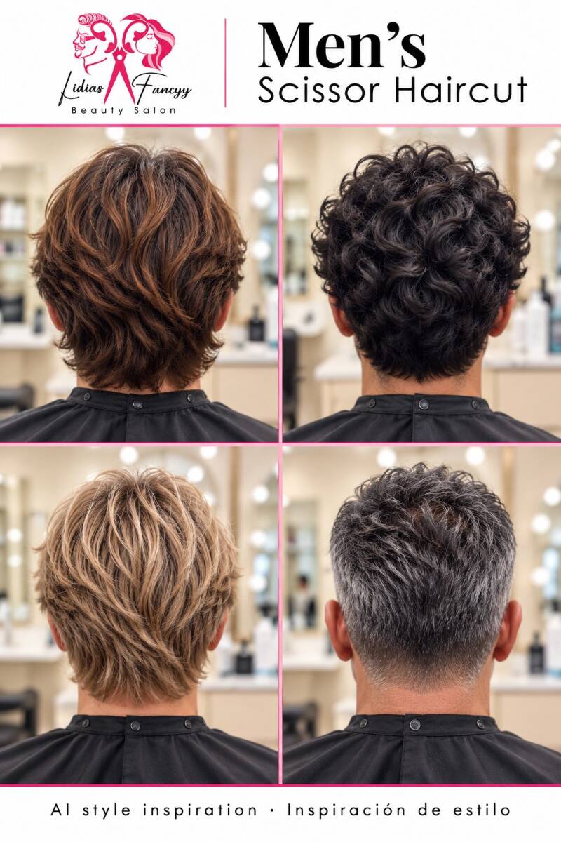 Men’s Scissor Cut $50+ | Texture, shape and movement with scissors. Textura, forma y movimiento con tijera.