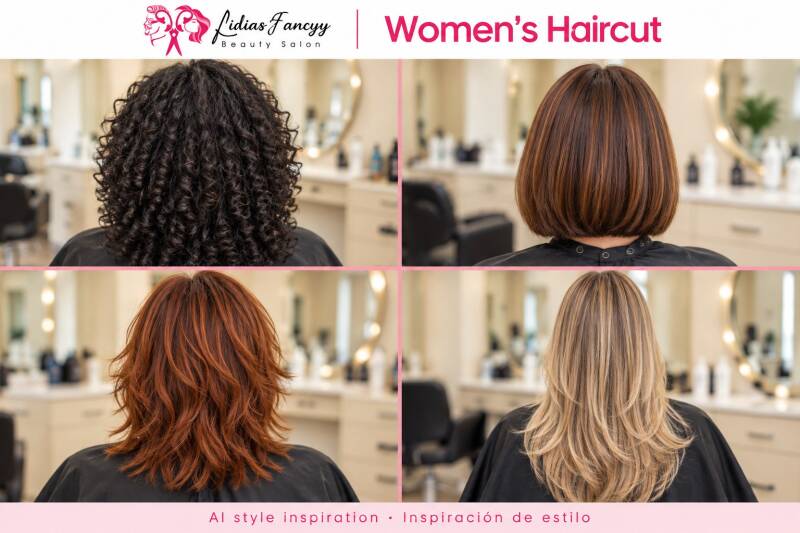 Women’s Haircut $50+ | Layers, bobs and shapes for different textures. Capas, bobs y formas para distintas texturas.