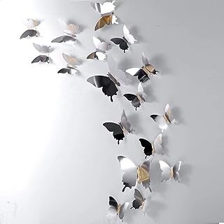 Lot de 48 autocollants muraux 3D en forme de papillon