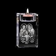 3D Jésus Photophore en Verre Cristal