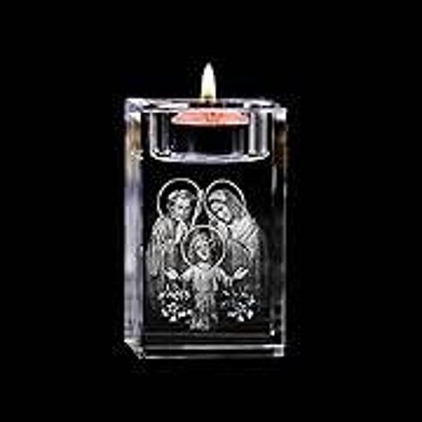 3D Jésus Photophore en Verre Cristal