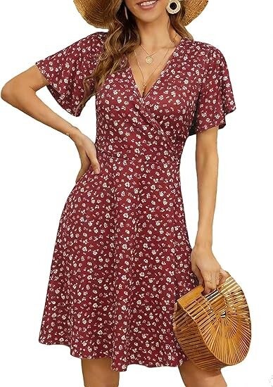 Robe décontracté col v cache coeur