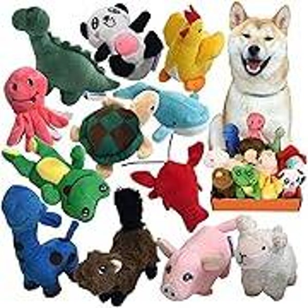 Lot de 12 Petits Jouets couineurs en Peluche à mâcher