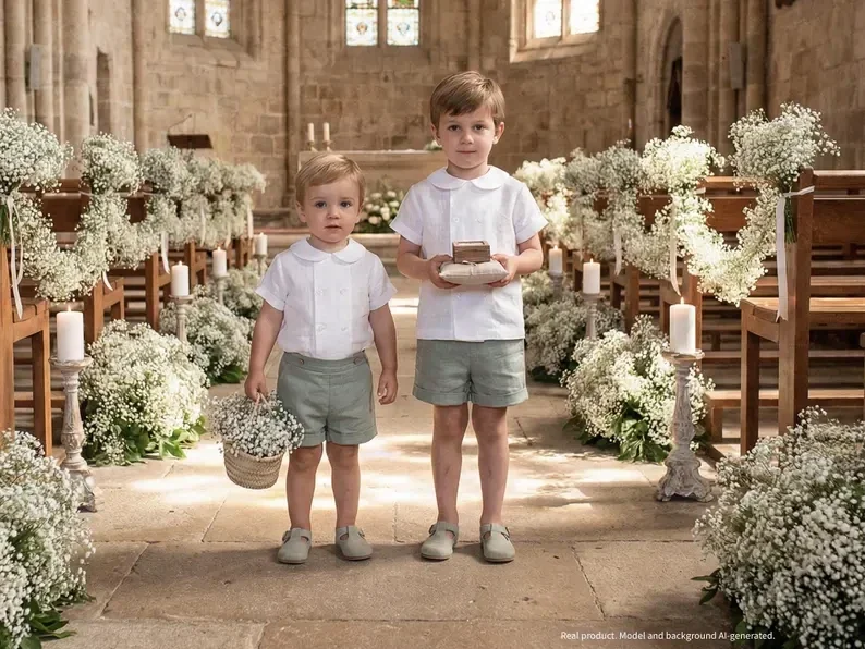 Tenue de baptême pour petit garçon, pantalon de baptême, tenue de mariage