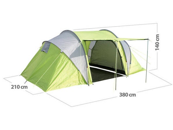 Tente tunnel pour 4 personnes avec 2 cabines et coutures étanches