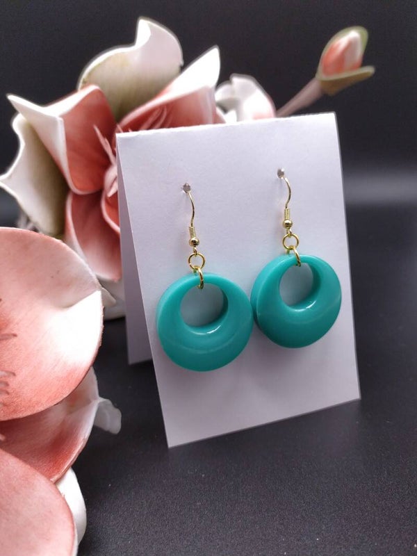 Créoles Vane bleu turquoise Acier inoxydable Résine