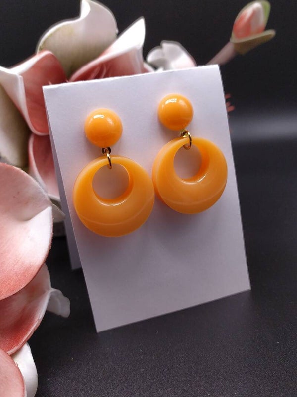 Créoles Fetia orange Acier inoxydable Résine