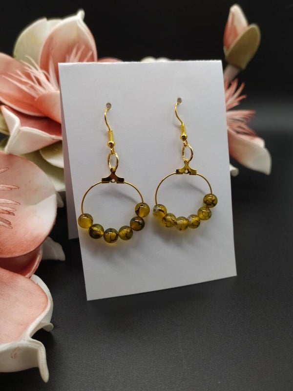 Créoles Hei Acier inoxydable Agate jaune dragon