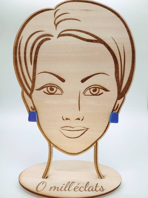 Clous d'oreilles Emeraude bleu vert Argile polymère pro Acier inoxydable argent