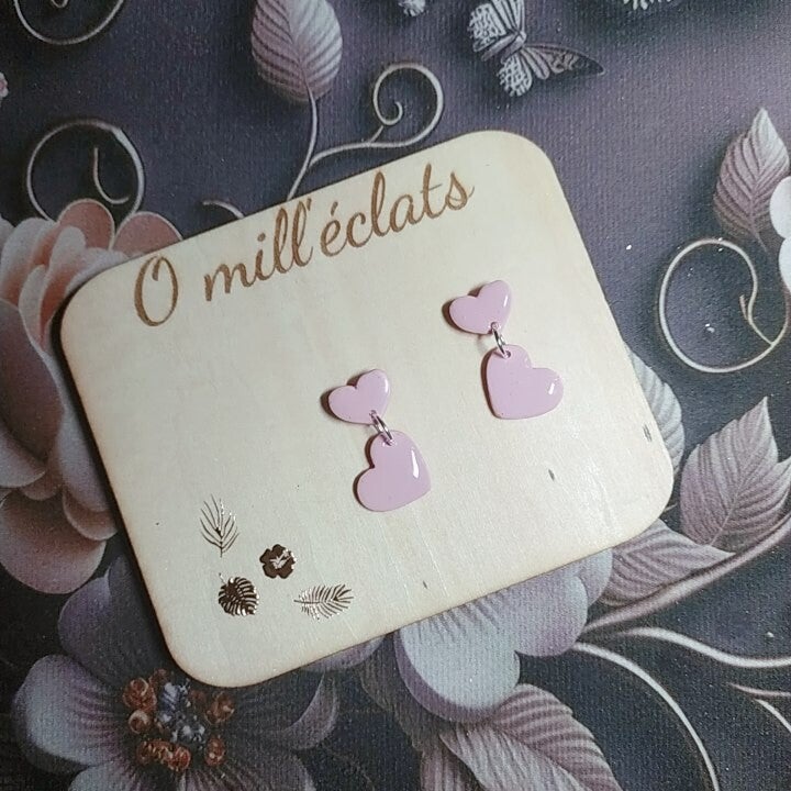 Boucles d'oreilles pendantes Elylove Argile polymère pro rose Acier inoxydable argenté