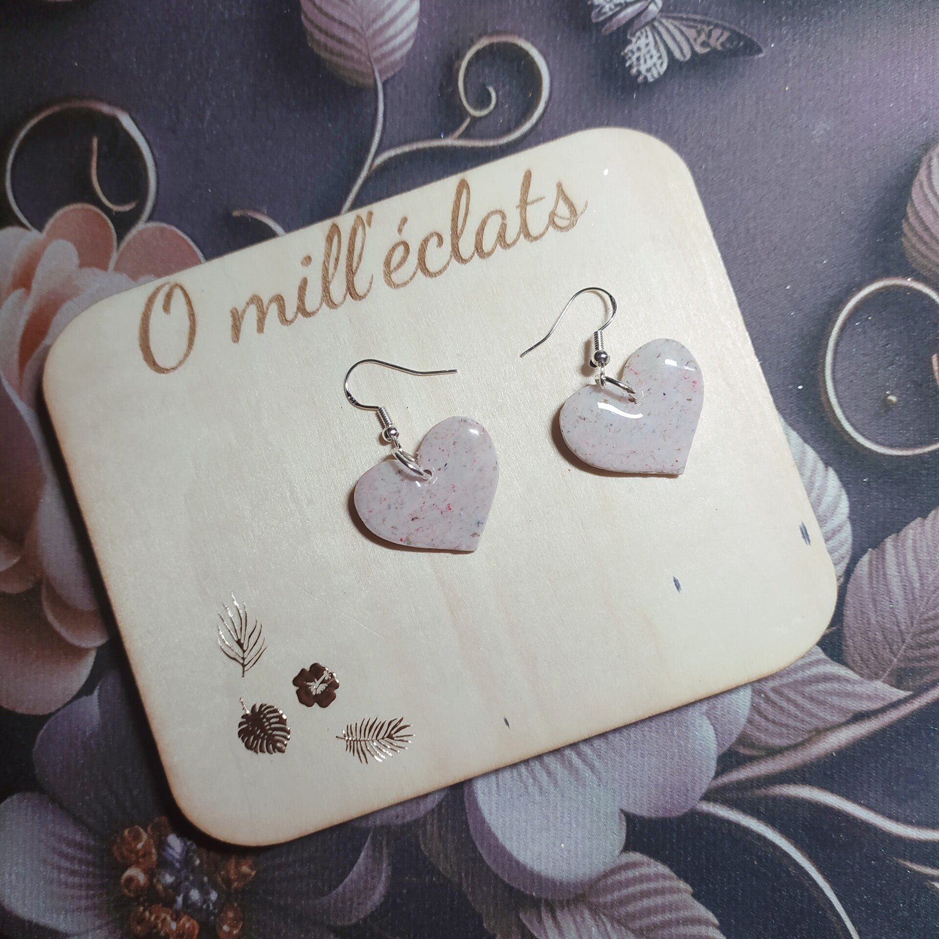 Boucles d'oreilles pendantes Glowlove Argile polymère pro sable blanc Acier inoxydable argenté