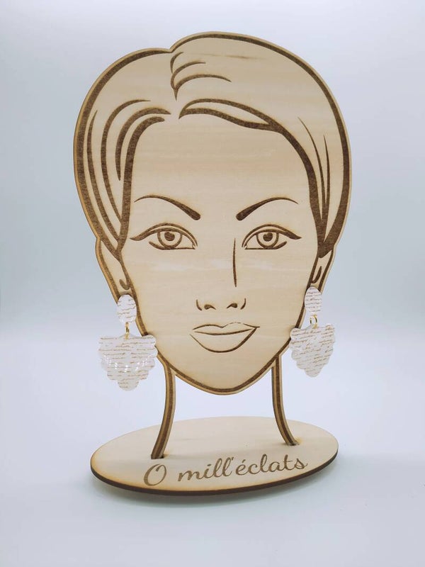 Boucles d'oreilles pendantes Sérénité Argile polymère pro blanc/marron Acier inoxydable or