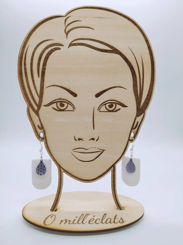 Boucles d'oreilles pendantes Brume de lilas Argile polymère pro blanc/violet Acier inoxydable argent