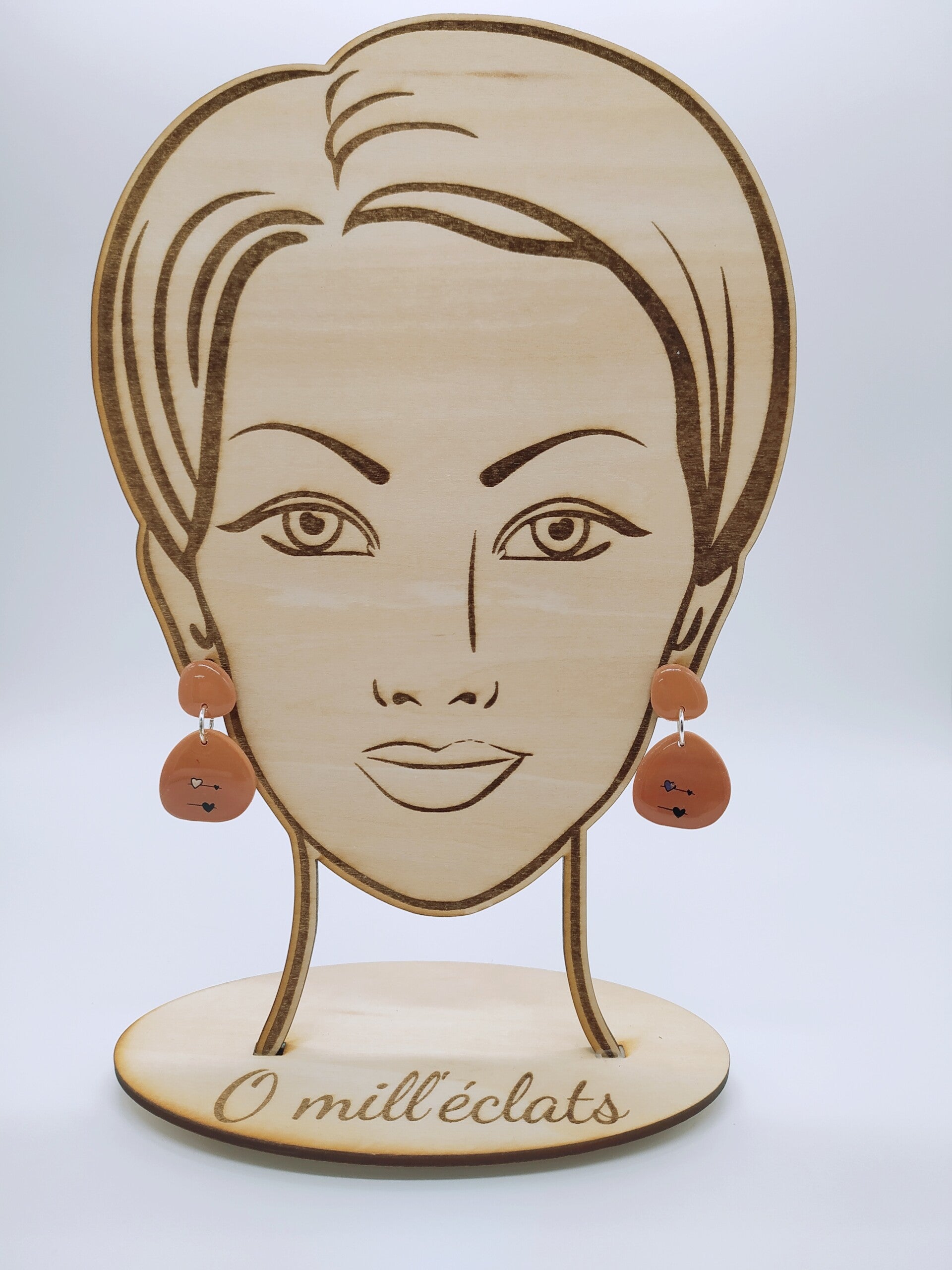 Boucles d'oreilles pendantes Ocréa Argile polymère pro marron Terracotta  Acier inoxydable argent