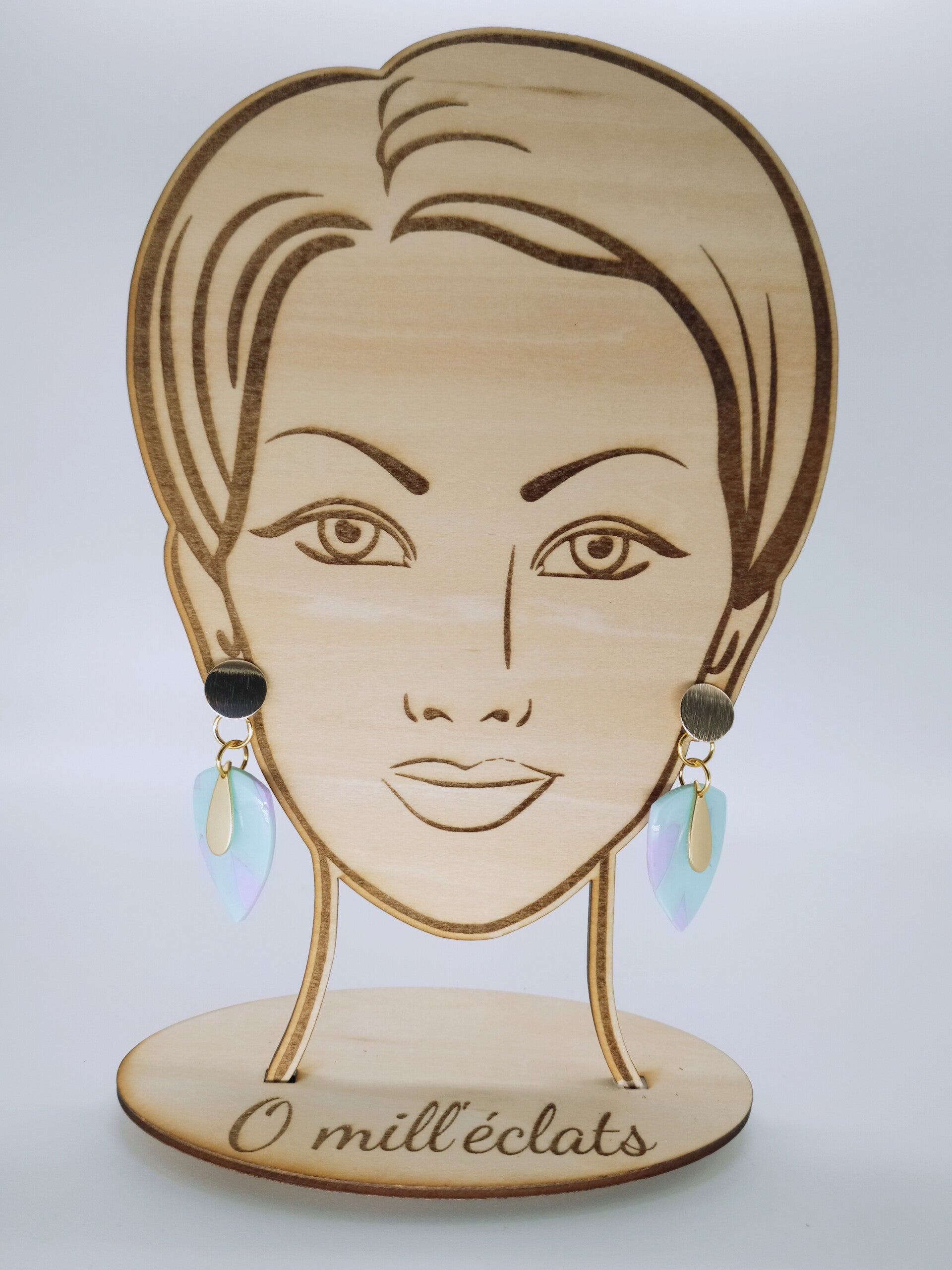 Boucles d'oreilles pendantes Ondine Argile polymère pro vert menthe/violet Acier inoxydable or