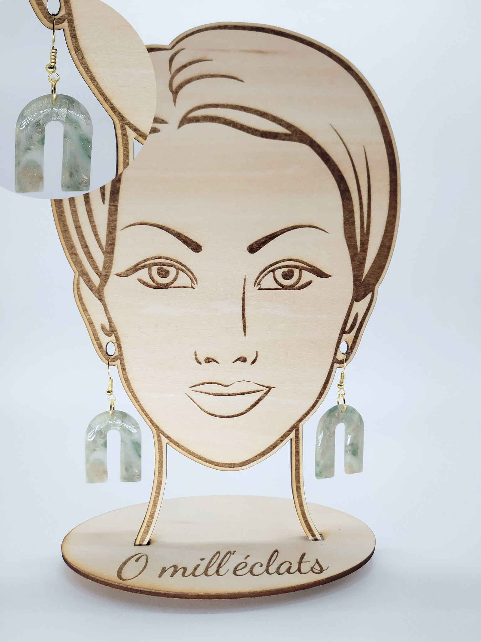 Boucles d'oreilles pendantes Jadéa Argile polymère pro vert Acier inoxydable or