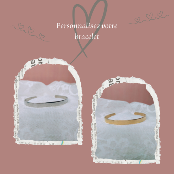 Bracelet jonc à personnaliser - acier inoxydable, ouvert, ajustable