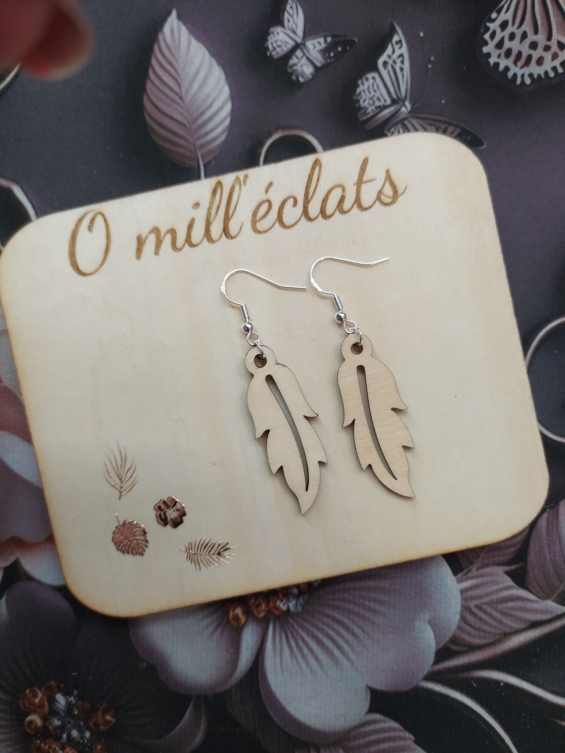 Boucles d'oreilles Volina en bois naturel pour femme